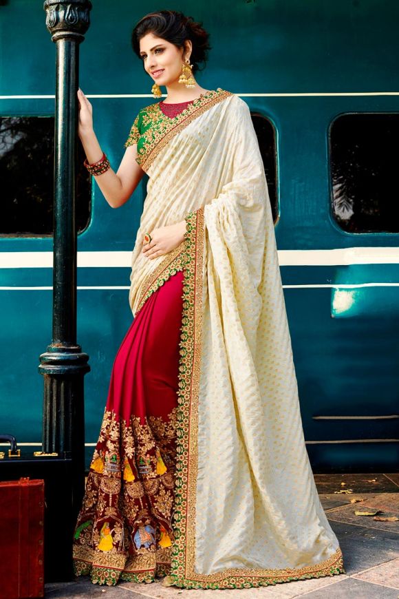 Party Wear Digital Print Maroon Printed White Georgette Saree, With Blouse  Piece, 6 Metre at Rs 650 in Surat