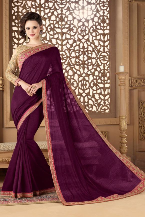 Brinjal Color Georgette Silk Party Wear Saree - Shipra Collection Yf#10157,  Party Wear Saree, Roopkatha Designer Sarees, फैंसी साड़ी - Ozone Shield,  Mumbai | ID: 2849249671497