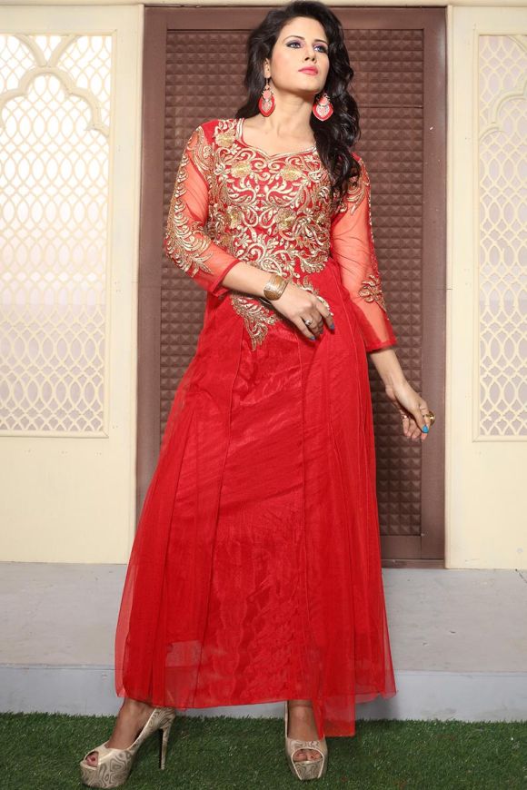 Buy Julee Girls Net Embroidered Gown Dress (Red_280) Online at Best Prices  in India - JioMart.