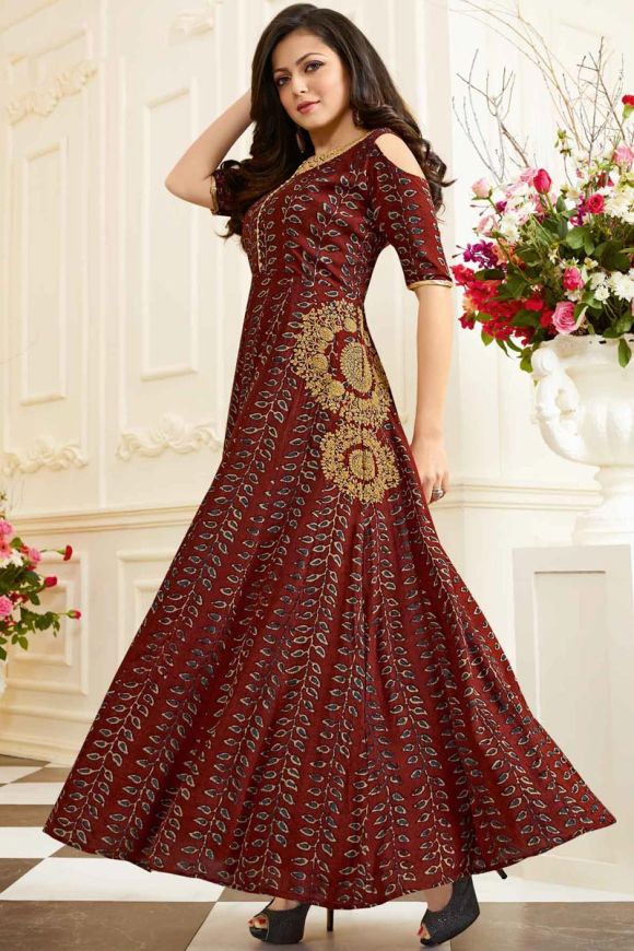Drashti Dhami Dark Green Chiffon Ankle Length Anarkali Suit 82810 | Stylish  gown, Gowns, Anarkali suit
