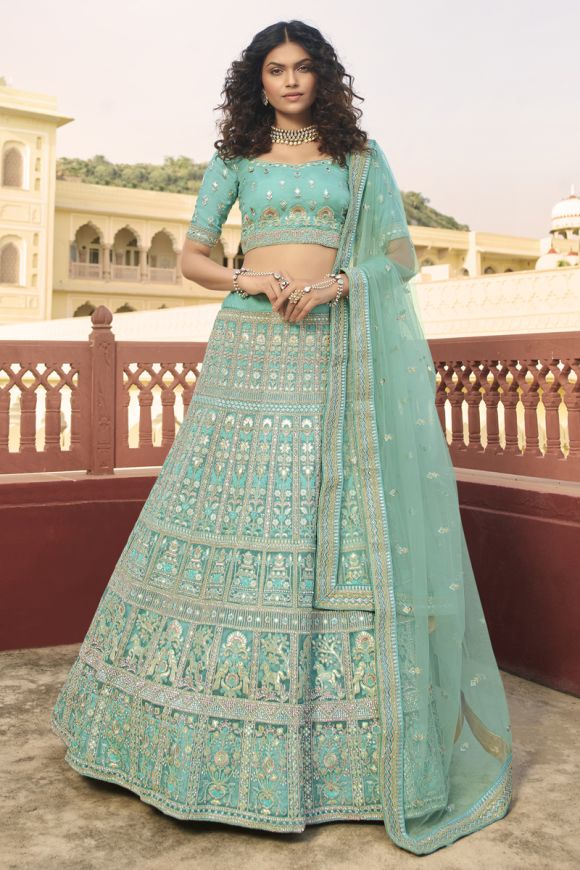 Rani Color Georgette Fabric Embroidered Wedding Wear Lehenga Choli