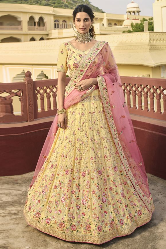 Yellow Color Lehenga Choli For Wedding Look – Joshindia