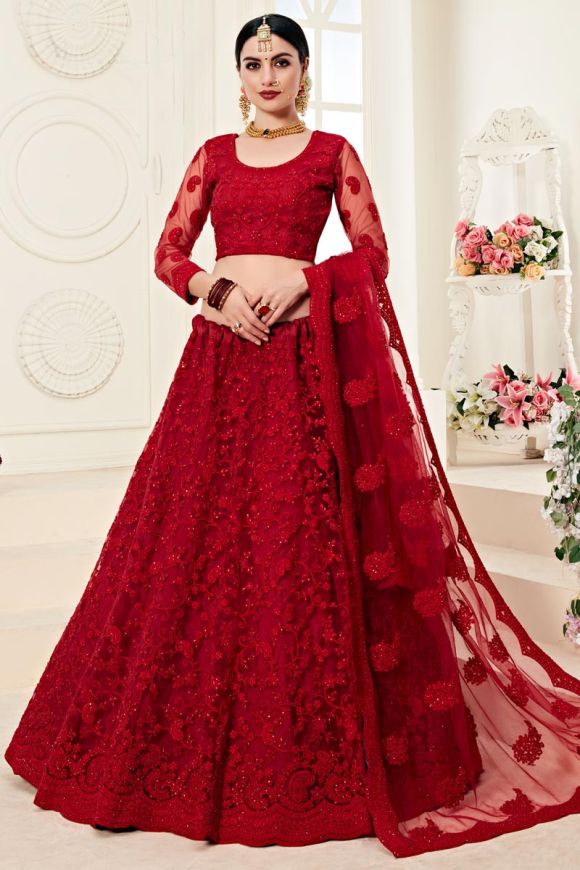 Red Bridal Lehenga Choli | Bridal lehenga red, Designer lehenga choli, Bridal  lehenga choli