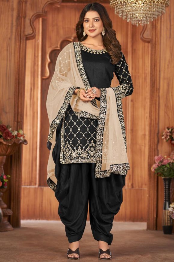 Buy Online Black Designer Patiala Salwar Kameez : 106908 - Party Wear  Salwar Suits