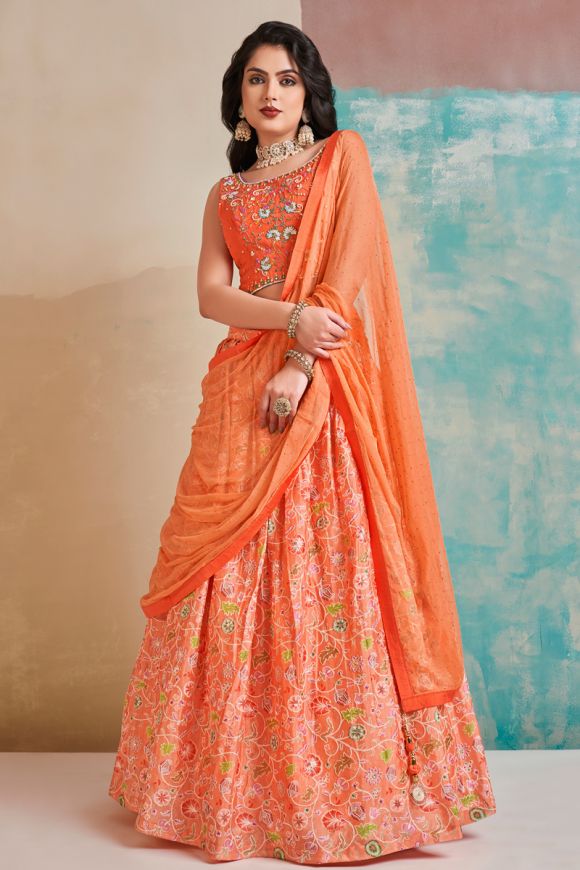 Kiyana Orange Lehenga Set 121-ORG – indiinside