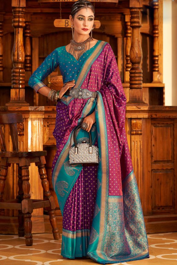 Buy Purple Sarees for Women by Indie Picks Online | Ajio.com