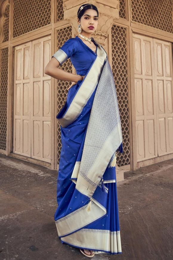 Sarees | Designer Navy Blue And Silver Festive Net Saree.. | Freeup