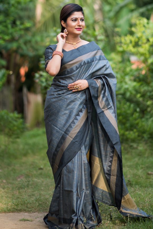 Buy Satrani Georgette Grey Color Saree with Blouse piece Online at Best  Prices in India - JioMart.