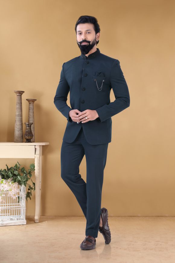 Delightful Navy Blue Japan Silk Simple Designer Salwar Suit Set – Kaleendi