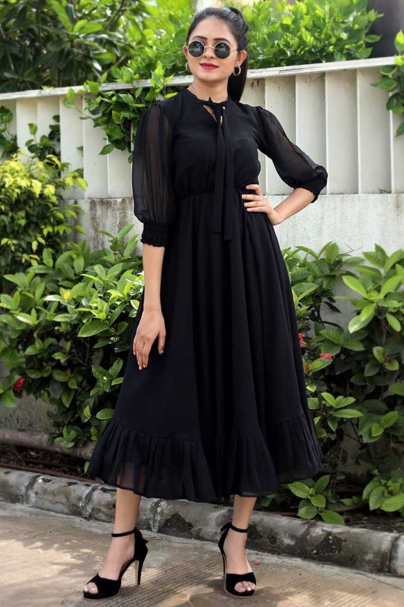 Stunning Sequence Work Black Color Party Wear Gown – Amrutamfab