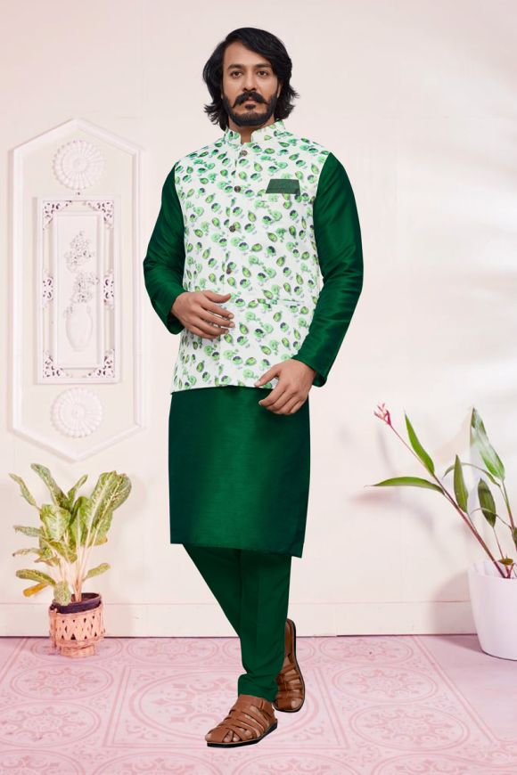Clothing Fashion Dark Green Cotton Silk Jacket Style Men's, 47% OFF