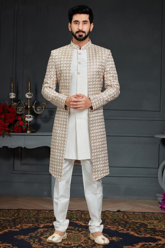 Navy Blue Art Silk Indo Western | Indian wedding clothes for men, Wedding  kurta for men, Groom dress men