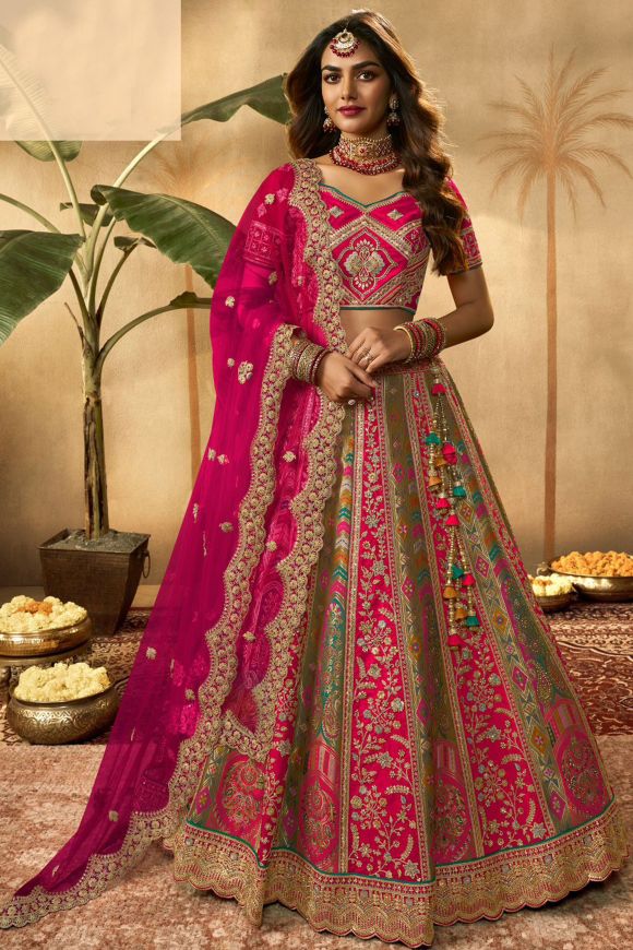 Bridal Lehengas : Red thai silk heavy zari and sequence worked ...