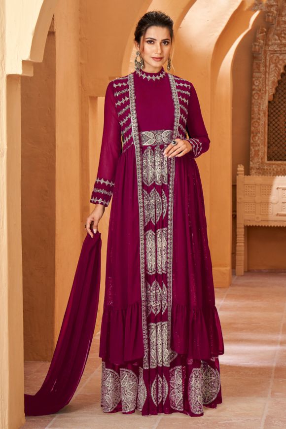 Black Colour Designer Palazzo Dress With Shrug For Fancy Girlish Looks -  KSM PRINTS - 4194344