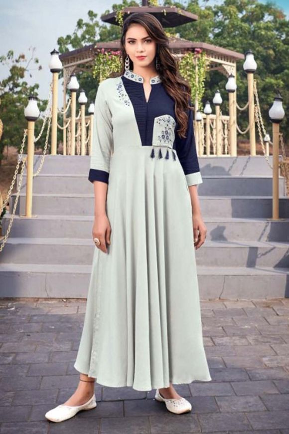 Movyor rayon grey colour kurta set for women - movyor.com