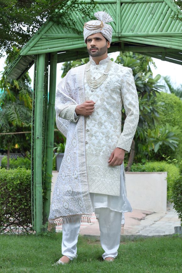 Buy online Gold Polyester Blend Sherwani Ethnic Wear Set from Clothing for  Men by Hangup for ₹2999 at 70% off | 2024 Limeroad.com