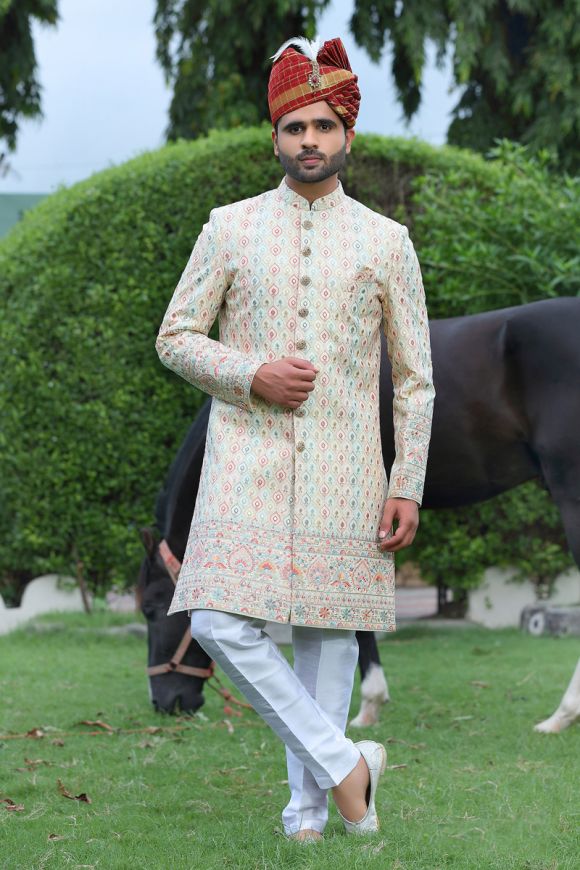 Indian Wedding Sherwani for Groom - Etsy | Sherwani groom, Indian groom wear,  Wedding dresses men indian