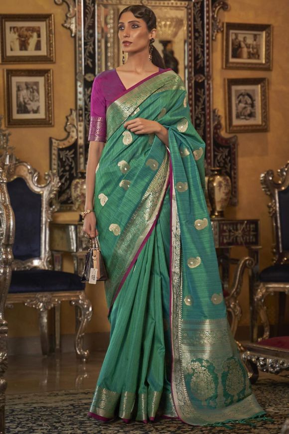 Beautiful Forest Green Kanjivaram Silk Saree With Zari Weaving – Bahuji -  Premium Silk Sarees Online Shopping Store