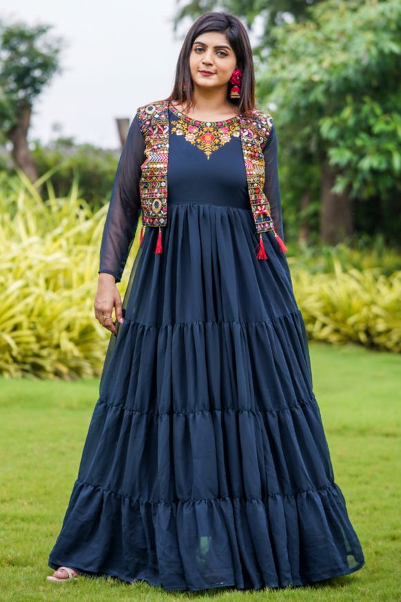 Western Dress summer fashion Georgette Long Koti and Gown Tops and Tunics  for Girls