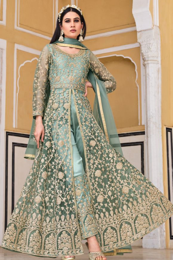 Rani Designer Embroidered Sharara Style Readymade Lehenga In Georgette  Fabric