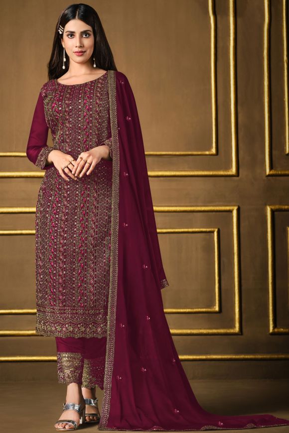 Maroon Colour Aaradhna 30 New Latest Wedding Wear Kids Georgette Salwaar  Suit Collection 230 - The Ethnic World
