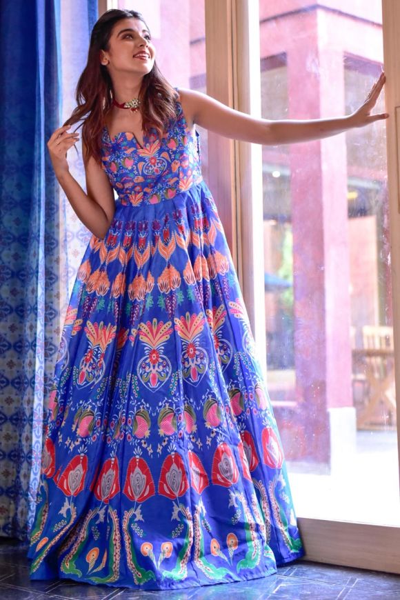 Electric Blue Embellished Gown – Tirumala Designers-tmf.edu.vn